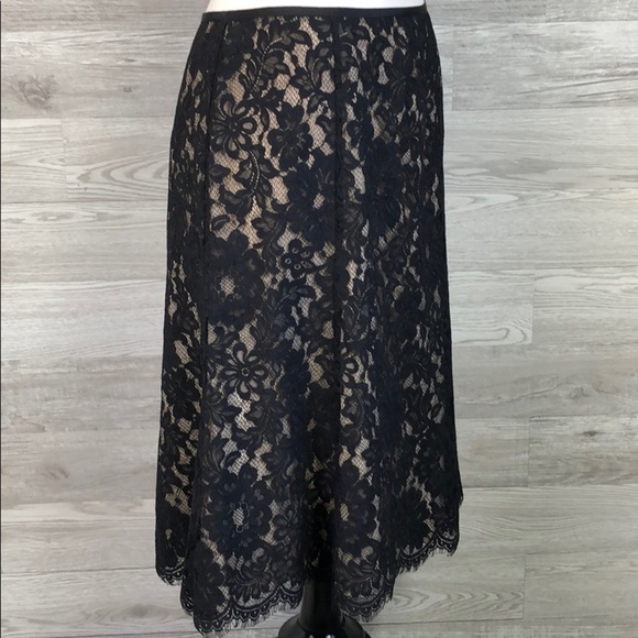 NWT Ann Taylor Black Lace A-Line Midi Skirt New 2 - Picture 4 of 14